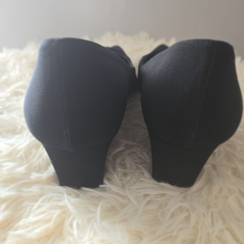 Stuart Weitzman Womens 9 Black Suede Leather Squa - Picture 5 of 11